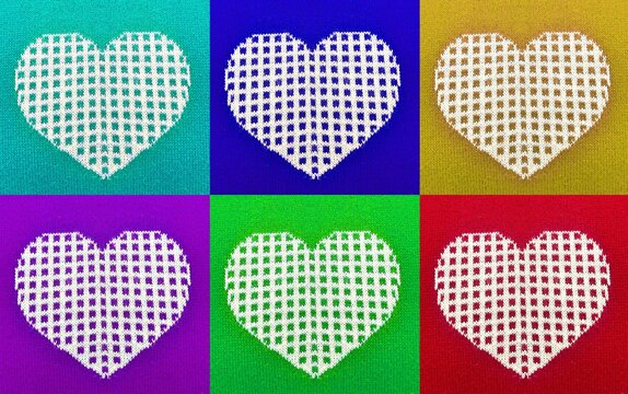 colorful hearts with different textures for Valentine's Day. High quality photo