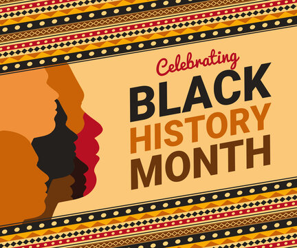 Celebrating Black History Month Background With Traditional Border Design And Typography. Black History Wallpaper Design 