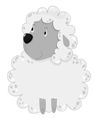 Cute sheep in hat with christmas gift. Vector illustration