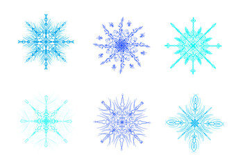 Blue snowflakes illustration hand painted png