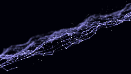 Network connection technology. Abstract blue structure with points and lines. Digital futuristic background. Big data visualization. 3D rendering.