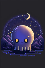 Naklejka premium Cute nightmare cartoon character illustration