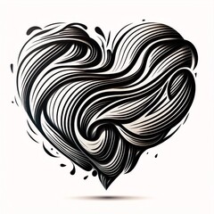 heart, hand-drawn doodle in sketch style. bold smooth lines, on a white background, generative ai