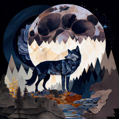 Wolf Howling at the Moon