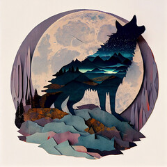 Wolf Howling at the Moon