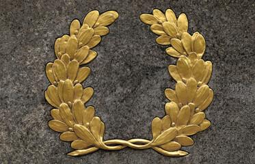 Golden laurel wreath symbol of victory
