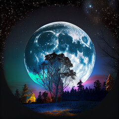 Fototapeta na wymiar Colorful Full Moon