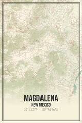 Retro US city map of Magdalena, New Mexico. Vintage street map.