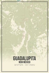 Retro US city map of Guadalupita, New Mexico. Vintage street map.