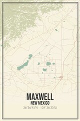 Retro US city map of Maxwell, New Mexico. Vintage street map.