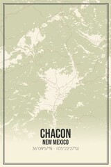 Retro US city map of Chacon, New Mexico. Vintage street map.