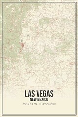 Retro US city map of Las Vegas, New Mexico. Vintage street map.