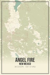 Retro US city map of Angel Fire, New Mexico. Vintage street map.