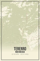 Retro US city map of Tererro, New Mexico. Vintage street map.