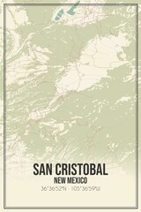 Retro US city map of San Cristobal, New Mexico. Vintage street map.