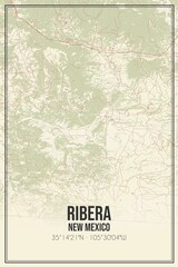 Retro US city map of Ribera, New Mexico. Vintage street map.