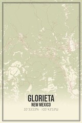 Retro US city map of Glorieta, New Mexico. Vintage street map.