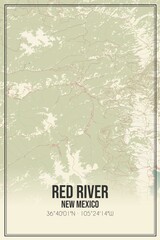 Retro US city map of Red River, New Mexico. Vintage street map.