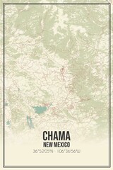 Retro US city map of Chama, New Mexico. Vintage street map.