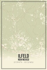 Retro US city map of Ilfeld, New Mexico. Vintage street map.
