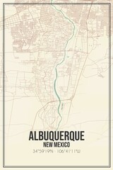 Fototapeta na wymiar Retro US city map of Albuquerque, New Mexico. Vintage street map.