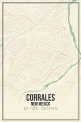 Obraz premium Retro US city map of Corrales, New Mexico. Vintage street map.