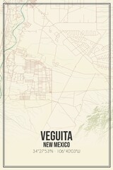 Retro US city map of Veguita, New Mexico. Vintage street map.