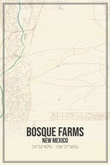 Retro US city map of Bosque Farms, New Mexico. Vintage street map.