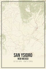Retro US city map of San Ysidro, New Mexico. Vintage street map.