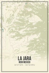 Retro US city map of La Jara, New Mexico. Vintage street map.