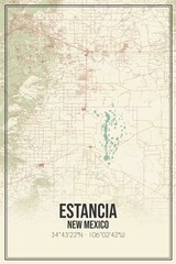 Retro US city map of Estancia, New Mexico. Vintage street map.