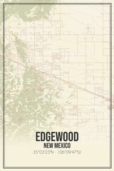 Retro US city map of Edgewood, New Mexico. Vintage street map.