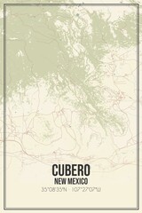 Retro US city map of Cubero, New Mexico. Vintage street map.