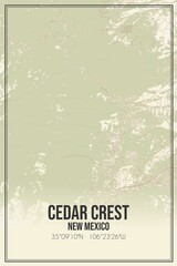 Retro US city map of Cedar Crest, New Mexico. Vintage street map.