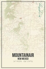 Retro US city map of Mountainair, New Mexico. Vintage street map.