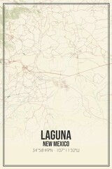 Retro US city map of Laguna, New Mexico. Vintage street map.