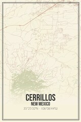 Fototapeta premium Retro US city map of Cerrillos, New Mexico. Vintage street map.