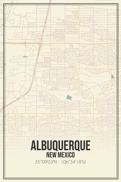 Retro US city map of Albuquerque, New Mexico. Vintage street map.