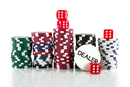 Stacks of poker chips as a background,Colorful casino chips