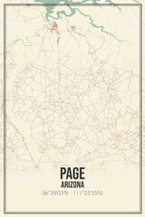 Retro US city map of Page, Arizona. Vintage street map.