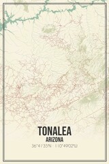 Retro US city map of Tonalea, Arizona. Vintage street map.
