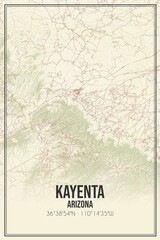 Retro US city map of Kayenta, Arizona. Vintage street map.