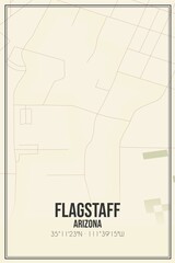 Retro US city map of Flagstaff, Arizona. Vintage street map.