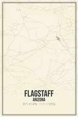 Retro US city map of Flagstaff, Arizona. Vintage street map.