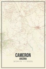 Retro US city map of Cameron, Arizona. Vintage street map.