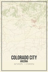 Retro US city map of Colorado City, Arizona. Vintage street map.