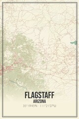 Retro US city map of Flagstaff, Arizona. Vintage street map.