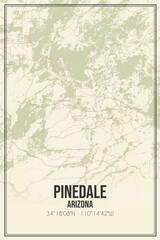 Retro US city map of Pinedale, Arizona. Vintage street map.