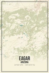 Retro US city map of Eagar, Arizona. Vintage street map.