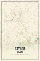 Fototapeta premium Retro US city map of Taylor, Arizona. Vintage street map.